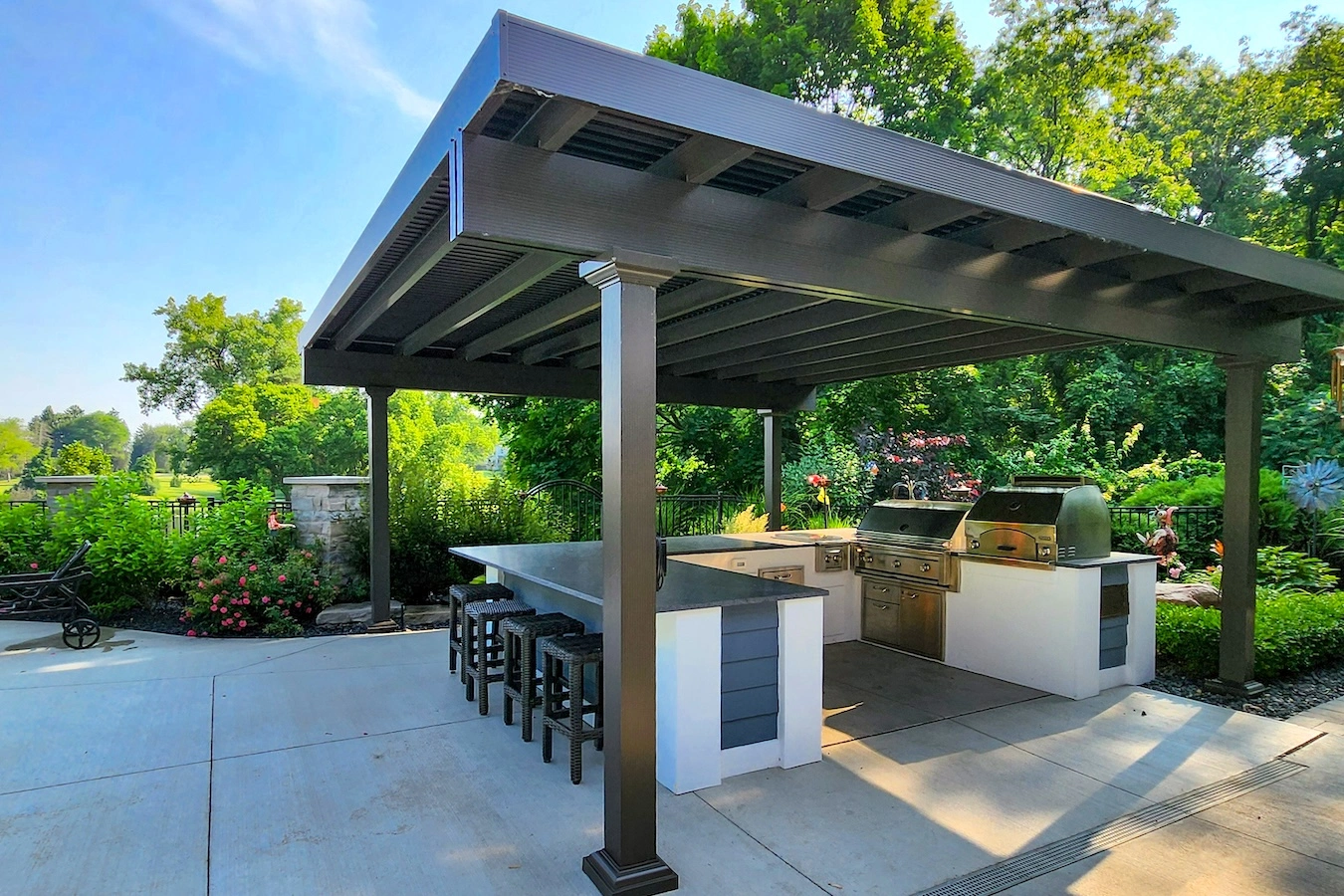 modern outdoor kitchen pergola simpsonville sc